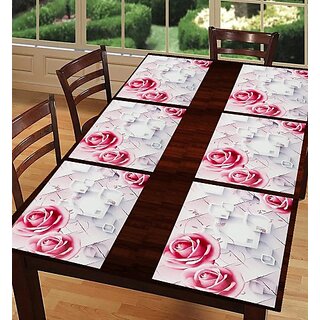                       Revexo Rectangular Pack Of 6 Table Placemat (Multicolor, Pvc)                                              