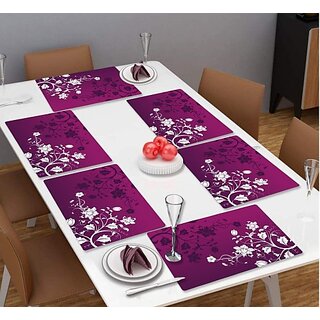                      Revexo Rectangular Pack Of 6 Table Placemat (Purple, Pvc)                                              