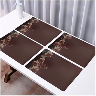                       Revexo Rectangular Pack Of 4 Table Placemat (Brown, Pvc)                                              
