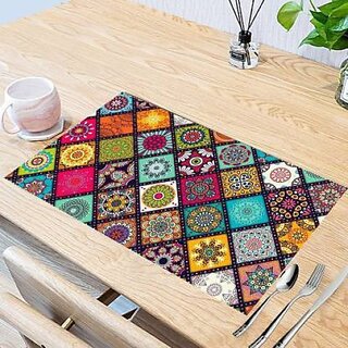 Revexo Rectangular Pack Of 6 Table Placemat (Multicolor, Pvc) Revexo Rectangular Pack Of 6 Table Placemat (Multicolor, Pvc)