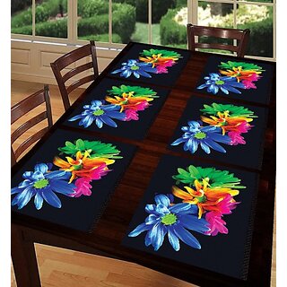 Revexo Rectangular Pack Of 6 Table Placemat (Multicolor, Pvc) Revexo Rectangular Pack Of 6 Table Placemat (Multicolor, Pvc)