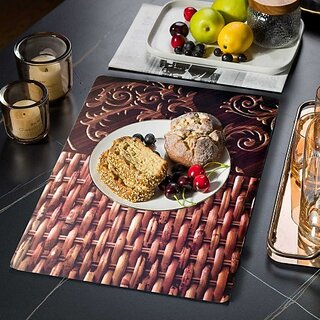 Revexo Rectangular Pack Of 6 Table Placemat (Brown, Pvc) Revexo Rectangular Pack Of 6 Table Placemat (Brown, Pvc)