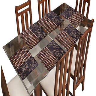                       Revexo Rectangular Pack Of 6 Table Placemat (Brown, Pvc)                                              
