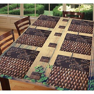                       Revexo Rectangular Pack Of 6 Table Placemat (Brown, Pvc)                                              