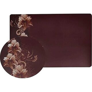                       M/S Revaxo Rectangular Pack Of 6 Table Placemat (Maroon, Pvc)                                              