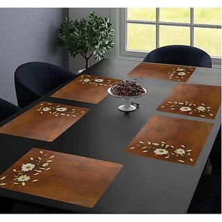                       Revexo Rectangular Pack Of 6 Table Placemat (Beige, Pvc)                                              
