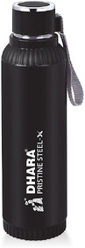 Dhara Stainless Steel Quench 900 Inner Steel and Outer Plastic Water Bottle, 700ml, Black  BPA Free  Leak Proof  Offi