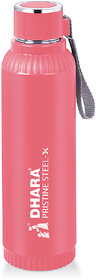 Dhara Stainless Steel Quench 900 Inner Steel and Outer Plastic Water Bottle, 700ml, Pink   BPA Free  Leak Proof  Off