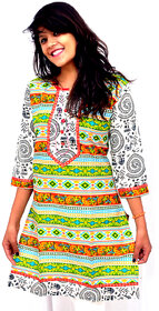 The Mini Needle Multicolor Cotton Geometric Stitched Kurti For Women