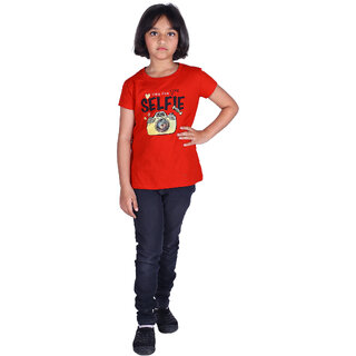                       Kid Kupboard Cotton Girls T-Shirt, Red, Half-Sleeves, Crew Neck, 7-8 Years                                              