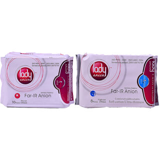                       Lady Anion Day  Night Use (240mm-10pads,290mm-8pads)-Pack of 100  Eco Friendly Pads                                              