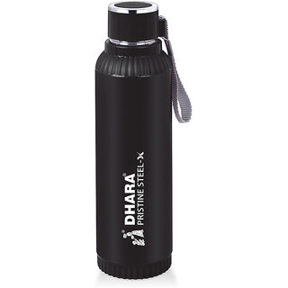                       Dhara Stainless Steel Quench 900 Inner Steel and Outer Plastic Water Bottle, 700ml, Black  BPA Free  Leak Proof  Offi                                              
