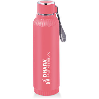                       Dhara Stainless Steel Quench 900 Inner Steel and Outer Plastic Water Bottle, 700ml, Pink   BPA Free  Leak Proof  Off                                              