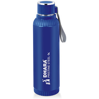                       Dhara Stainless Steel Quench 900 Inner Steel and Outer Plastic Water Bottle, 700ml, Blue  BPA Free  Leak Proof  Offic                                              