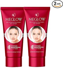 Meglow Fairness Face Cream for Women Pack of 2,50g - SPF15  Paraben Free Formulation  Enriched with Aloe Vera, Cucumbe