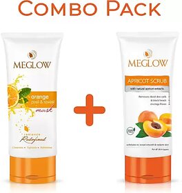 Meglow Orange Peel Of Mask (70 gms) + Scrub (70 gms)  (2 Items in the set)