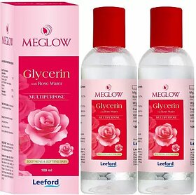 Meglow Glycerin with Rose Water-100ml,Pack of 2 Face TonerNourished  Smooth Skin For Men  Women  (200 ml)