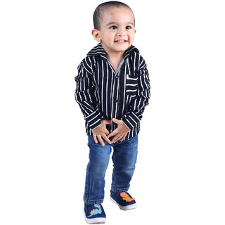                       Kid Kupboard Cotton Baby Boys Shirt, Black, Full-Sleeves, Collared Neck, 1-2 Years                                              