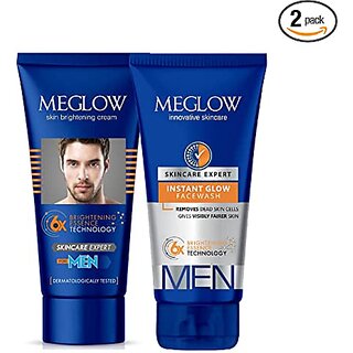 Meglow Men's Fairness Facewash and Cream Combo (120 gm)