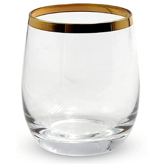 Pecos  Glass Set of 6pcs with Platinum Rim - Whisky Glasses 350ML