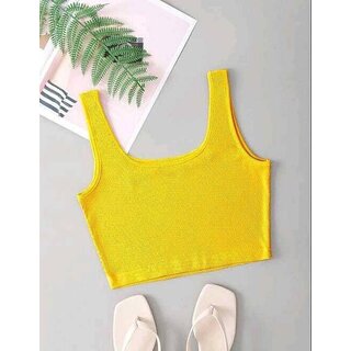                       Raabta Fashion Full Coverage Yellow Tank Top                                              