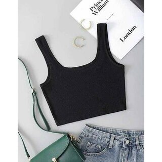                      Raabta Fashion Full Coverage Black Tank Top                                              