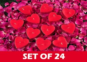 AAMU MOON Heart Shaped Rose Scented Floating Candles For Diwali, Valentine Day and Special Events - Set of 24 Piece, Red