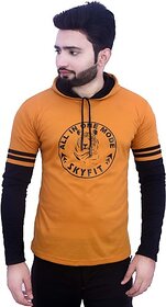 SKYFIT TIGER HOODI ORANGE__M Men Printed Hooded Neck Orange T-Shirt