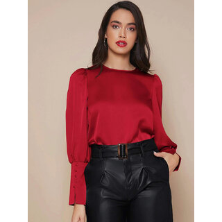                       Kotty Womens Satin Red Top                                              