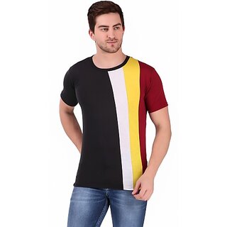 SKYFIT Black Multicolor half sleeve Tshirt Men Solid Round Neck Black T-Shirt