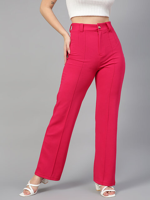 Buy Sangria Women Pink Regular Fit Solid Cropped Trousers  Trousers for  Women 12105260  Myntra
