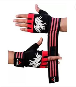 SKYFIT Super Wrist Support Gym Gloves Gym & Fitness Gloves  (Black, Red)