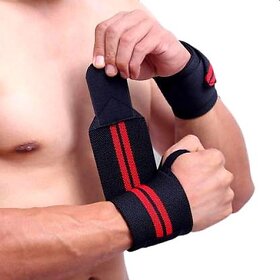 SKYFIT WIDE RED DOUBLE LINE WRIST Gym & Fitness Gloves  (Red)
