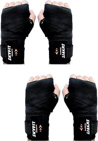 SKYFIT COMBO 2 Hand Wrap Gloves Gym & Fitness Gloves  (Black)