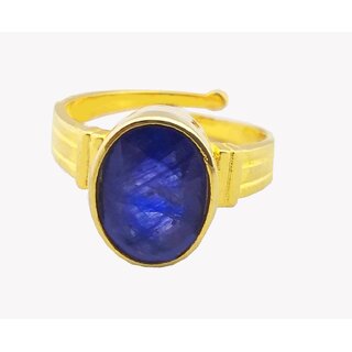                       prateek enterprises natural and certified blue sapphire panchdhatu adjustable ring                                              