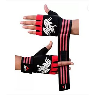 SKYFIT Super Wrist Support Gym Gloves Gym & Fitness Gloves  (Black, Red)