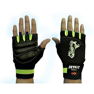                       SKYFIT Heavy Wrist Support Gym Sports Gloves Gym & Fitness Gloves  (Yellow, Black)                                              