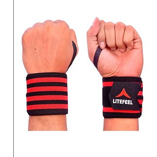                      SKYFIT Wrist Support Band for Workout Gym Gloves Gym & Fitness Gloves  (Red And Black)                                              