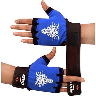                       SKYFIT EXERCISE GLOVES Gym & Fitness Gloves  (Blue, Black)                                              