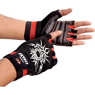                       SKYFIT Gym Sports Workout Gloves For Men And Women Gym & Fitness Gloves  (Black, Red)                                              