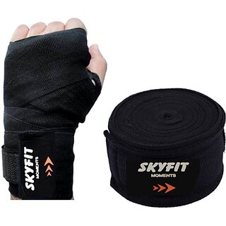                      SKYFIT HAND WRAP FOR BOXING WORKOUT AND WRIST PAIN Gym & Fitness Gloves  (Black)                                              