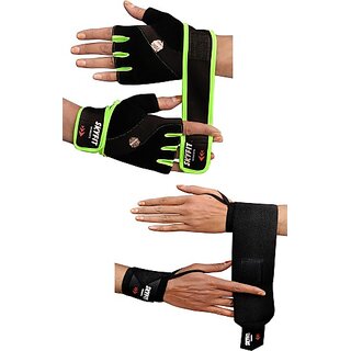                       SKYFIT COMBO PACK 2 Super Gym Sports Gloves With Wrist Support Band For Men And Women Gym & Fitness Gloves  (Multicolor)                                              