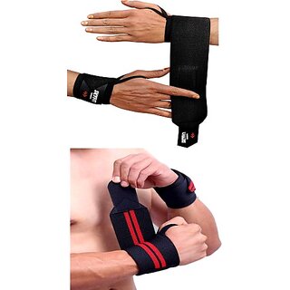                       SKYFIT COMBO 2 Wrist Supports Band Gym & Fitness Gloves  (Black, Red)                                              
