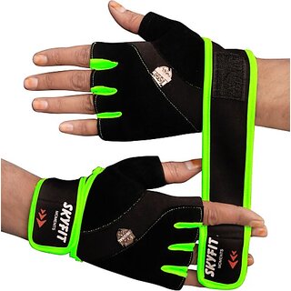                       SKYFIT Excellent Gym And Sports Gloves Gym & Fitness Gloves  (Green, Black)                                              