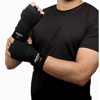                       SKYFIT Hand Wrap Black For Gym Boxing And Wrist Pain Gym & Fitness Gloves  (Black)                                              