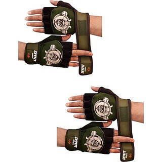                       SKYFIT COMBO PACK 2 Excellent Lycra with Leather Gym Sports Gloves Gym & Fitness Gloves  (Green)                                              