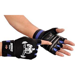                       SKYFIT Superb Grip Gym Sports Workout Gloves For Men And Women Gym & Fitness Gloves  (Blue, Black)                                              