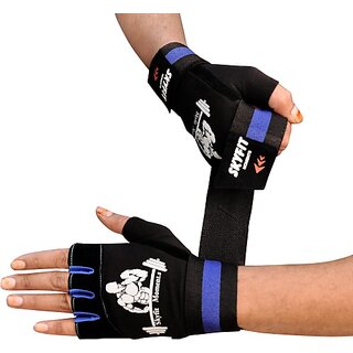                       SKYFIT Real Choice Comfortable Gym Sports Gloves Gym & Fitness Gloves  (Blue, Black)                                              