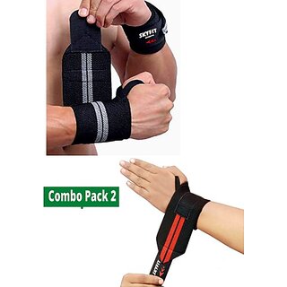                       SKYFIT COMO 2 GREY AND RED WRISTBAND Gym & Fitness Gloves  (Black, Grey)                                              