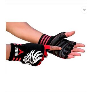                       SKYFIT Gym Sports and Workout Gloves Gym & Fitness Gloves  (Red, Black)                                              